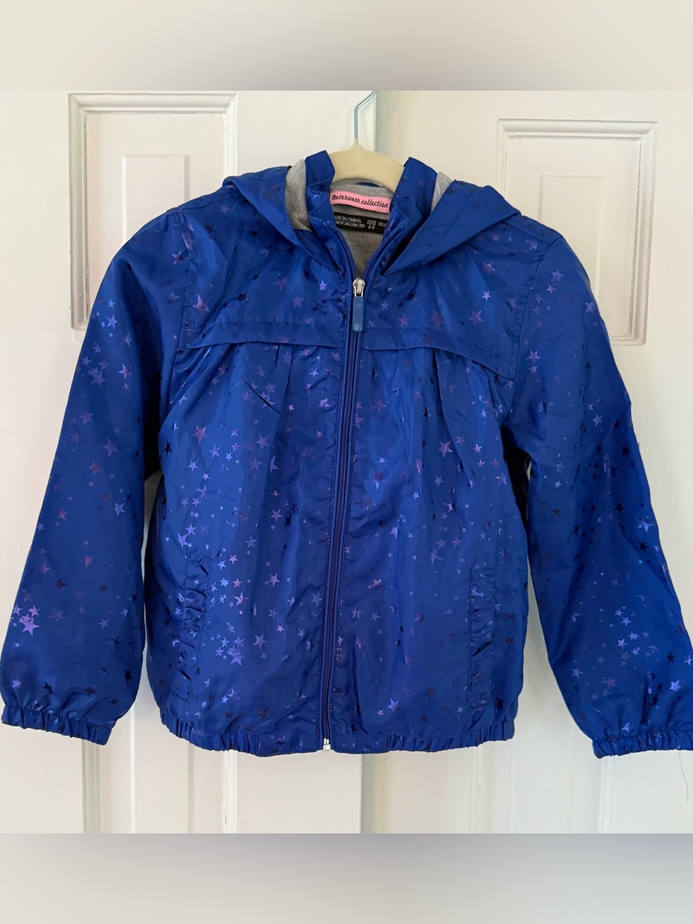 Zara Girls' Royal Blue Star Hooded Rain Jacket